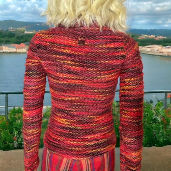 Vintage Sweater Designer Mariano del Sere Made in Italy Unique Red Orang… - Picture 3 of 7